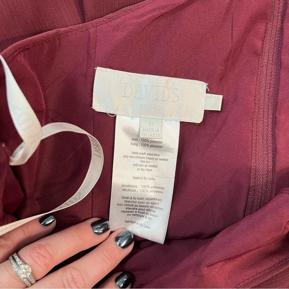 David’s Bridal maroon one shoulder bridesmaid dress size 18 - Picture 4 of 8